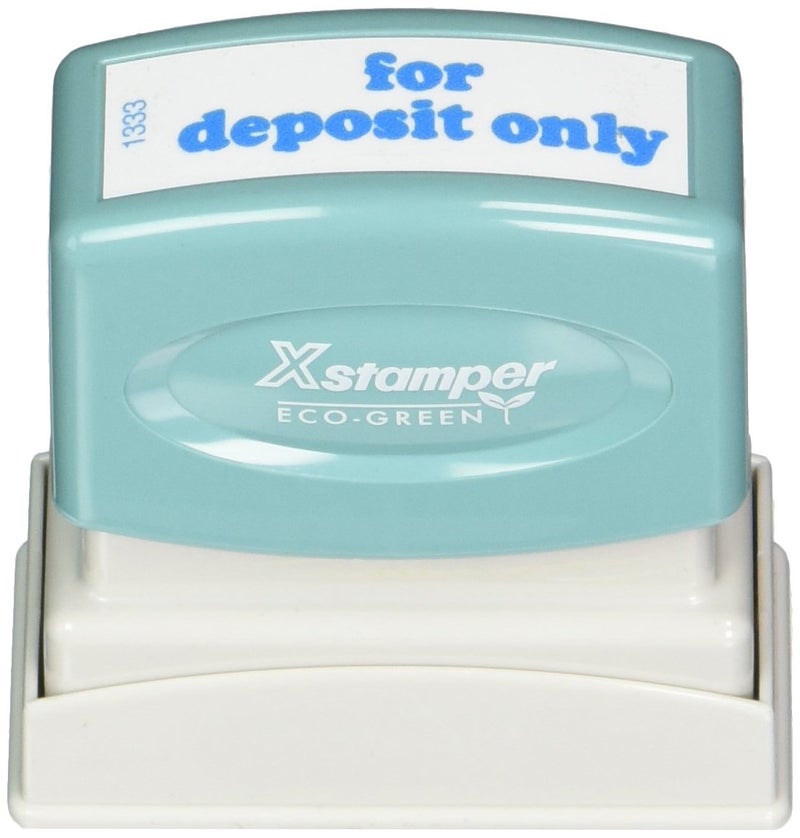 Xstamper 1333 for Deposit ONLY, Pre Inked Laser Engraved Rubber Stamp, Blue Ink, Impression Size: 1/2"" x 1-5/8"" - Image 1